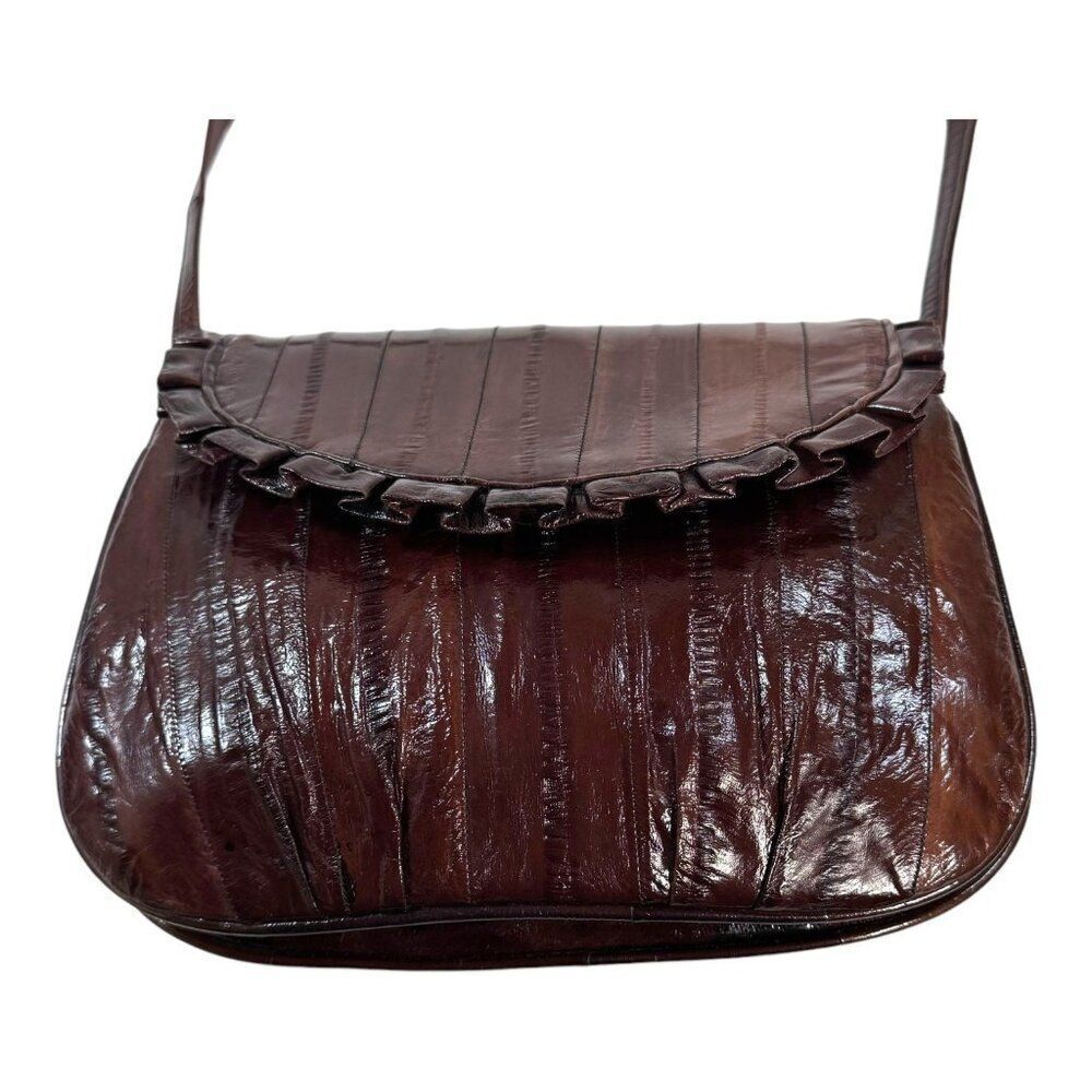80s eel fish leather BAG brown patent hipster rare vintage retro fancy purse